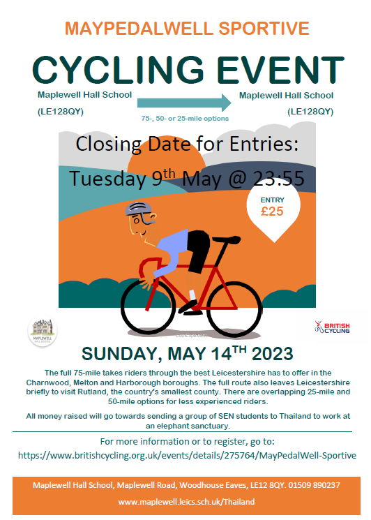 Thailand Cycling Fundraiser Maplewell Hall School